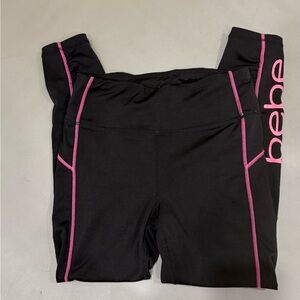 Bebe woman Leggings in Black with Pink Trim